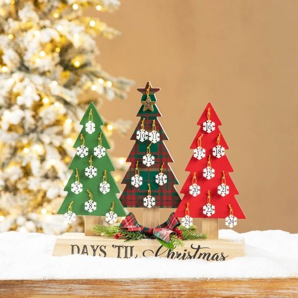 Glitzhome Glitzhome 14"L Wooden Christmas Tree Countdown Calendar Décor