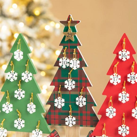 Glitzhome Glitzhome 14"L Wooden Christmas Tree Countdown Calendar Décor