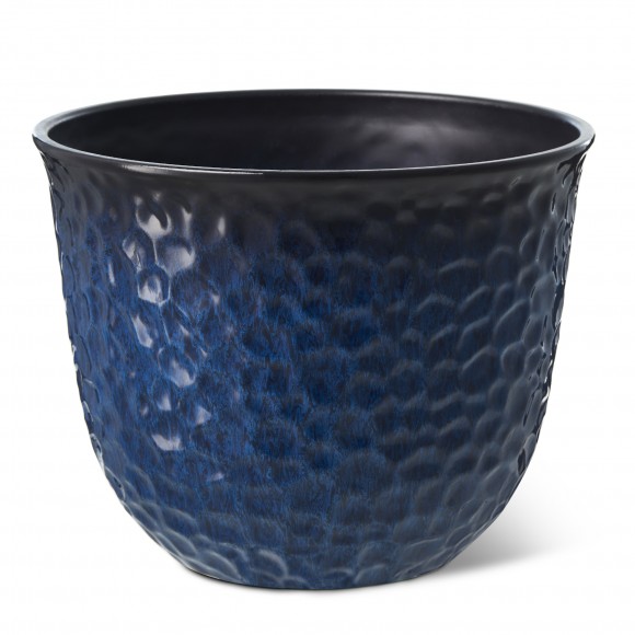 Glitzhome Glitzhome 15.25"D Set Of 2 Honeycomb Textured Cobalt Blue Faux Ceramic Pot Plastic Planter