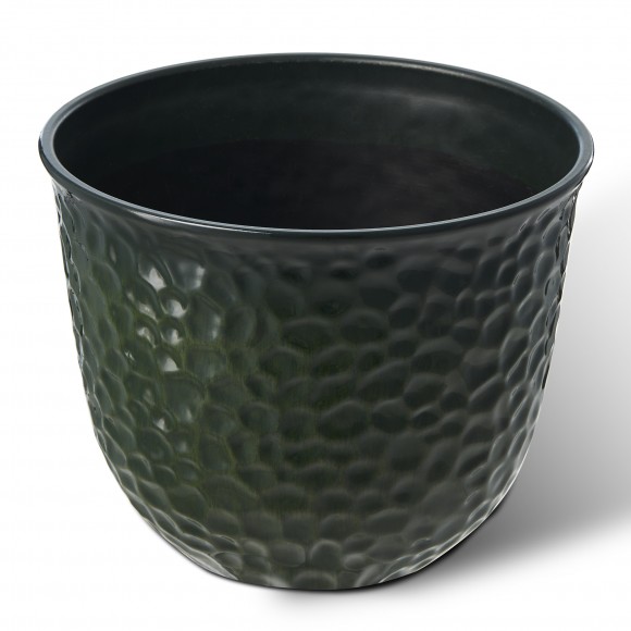 Glitzhome Glitzhome 15.25"D Set Of 2 Honeycomb Textured Green Faux Ceramic Pot Plastic Planter