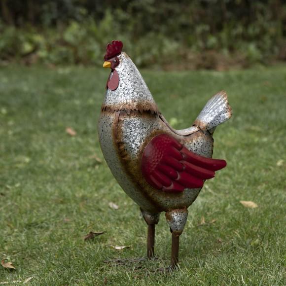Glitzhome Glitzhome 15.25"H Farmhouse Rustic Galvanized Metal Hen Statue Décor