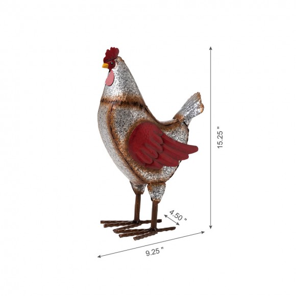 Glitzhome Glitzhome 15.25"H Farmhouse Rustic Galvanized Metal Hen Statue Décor