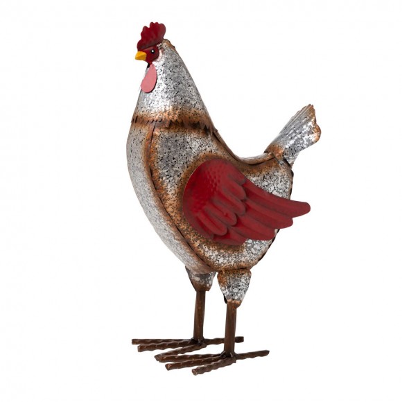 glitzhome Glitzhome 15.25"H Farmhouse Rustic Galvanized Metal Hen Statue Décor