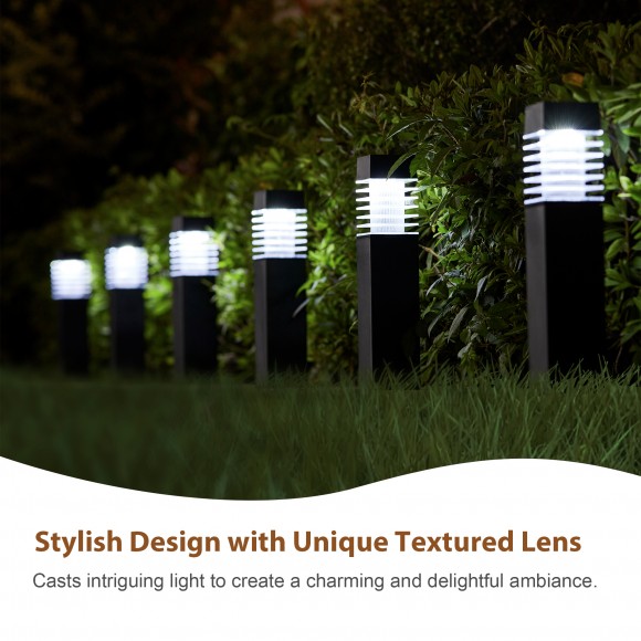 Glitzhome Glitzhome 15.25"H Set Of 6 Solar Powered Transparent Texture Lens Pathway Stake Light (KD)