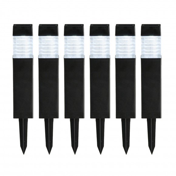 glitzhome Glitzhome 15.25"H Set of 6 Solar Powered Transparent Texture Lens Pathway Stake Light (KD)