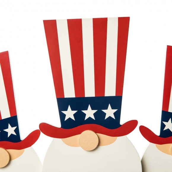 Glitzhome Glitzhome 15.25"L Wooden Patriotic/Americana Gnome Family Table Sign