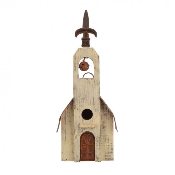 glitzhome Glitzhome 15.63"H Church Rustic Distressed Wooden Birdhouse