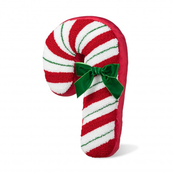 glitzhome Glitzhome 15.75"H Hooked Christmas Candy Cane Shaped Pillow