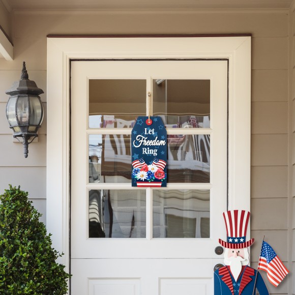 Glitzhome Glitzhome 15.75"H Patriotic Americana Wooden Word Sign Door Hanger