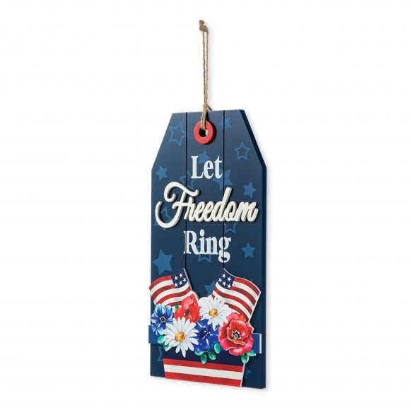 glitzhome Glitzhome 15.75"H Patriotic Americana Wooden Word Sign Door Hanger
