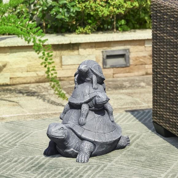 Glitzhome Glitzhome 15.75''L MgO Stacked Turtle Garden Statue