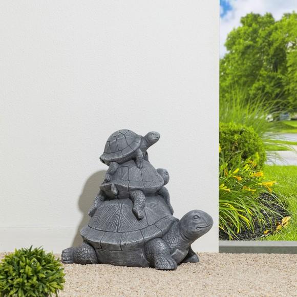 Glitzhome Glitzhome 15.75''L MgO Stacked Turtle Garden Statue