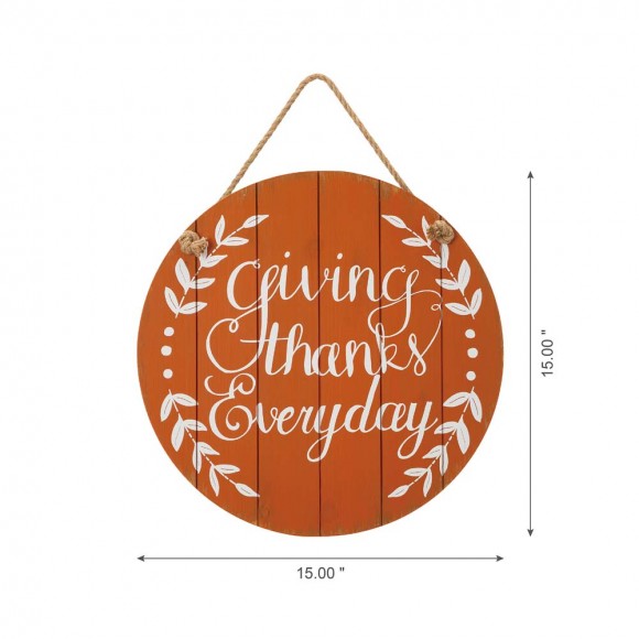 Glitzhome Glitzhome 15"D Orange Wooden Thanksgaving Wall Sign Decor