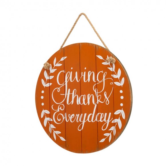 Glitzhome Glitzhome 15"D Orange Wooden Thanksgaving Wall Sign Decor