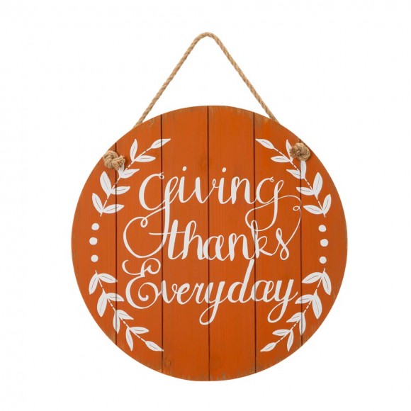 glitzhome Glitzhome 15"D Orange Wooden Thanksgaving Wall Sign Decor