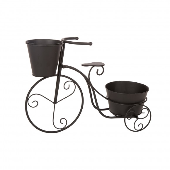 glitzhome Glitzhome 15"H Hand Painted Black Metal Standing Bicycle Plant Stand