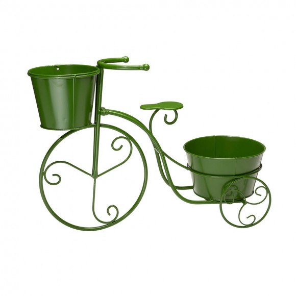 glitzhome Glitzhome 15"H Hand Painted Green Metal Bicycle Plant Stand