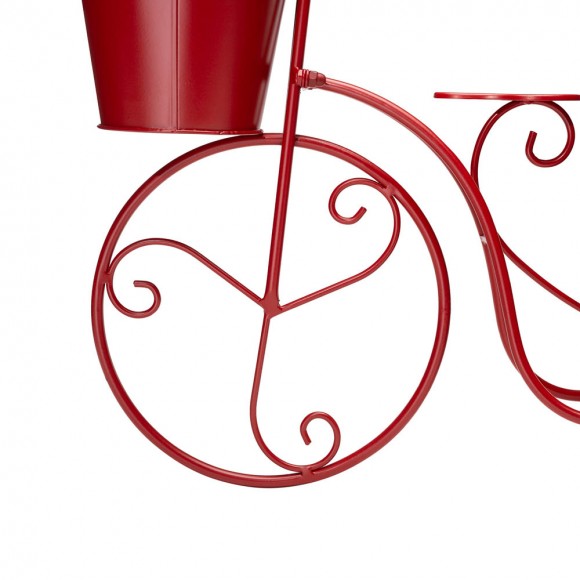 Glitzhome Glitzhome 15"H Hand Painted Red Metal Bicycle Plant Stand