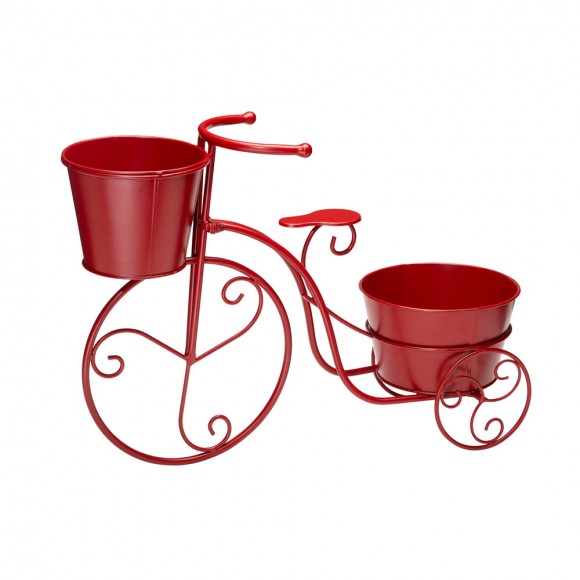 glitzhome Glitzhome 15"H Hand Painted Red Metal Bicycle Plant Stand