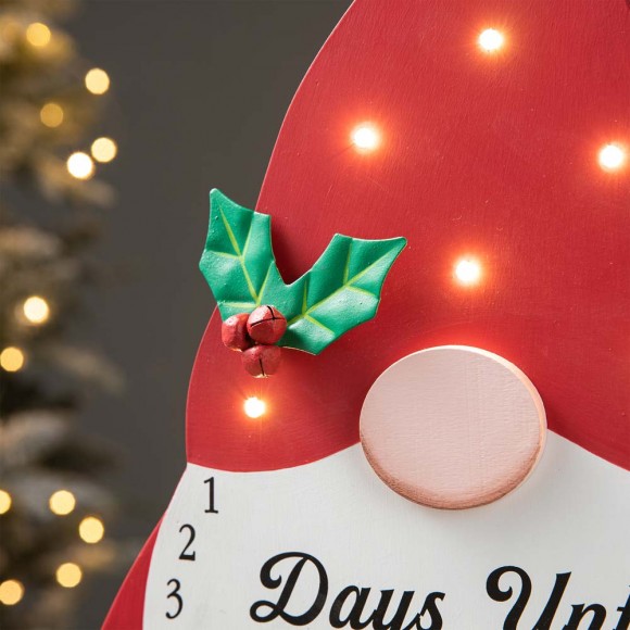 Glitzhome Glitzhome 15"H Lighted Wooden Christmas Gnome Countdown Calendar