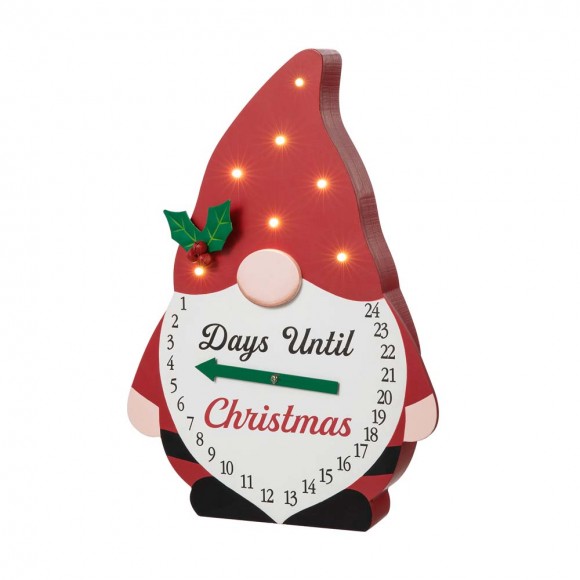 glitzhome Glitzhome 15"H Lighted Wooden Christmas Gnome Countdown Calendar