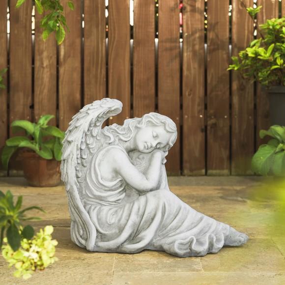 Glitzhome Glitzhome 15''H MgO Sleeping Angel Garden Statue
