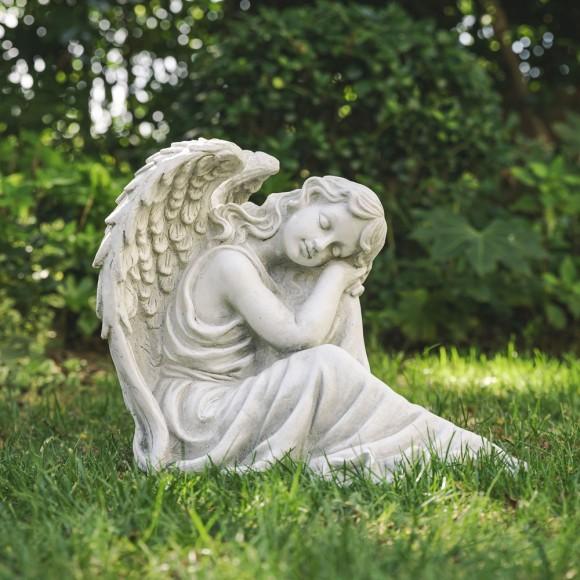 Glitzhome Glitzhome 15''H MgO Sleeping Angel Garden Statue