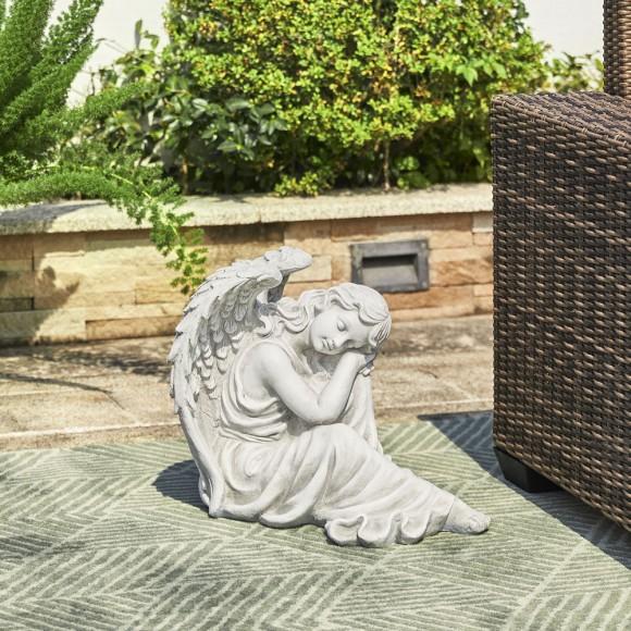Glitzhome Glitzhome 15''H MgO Sleeping Angel Garden Statue