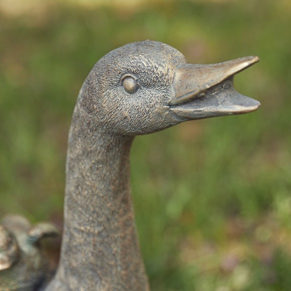 Glitzhome Glitzhome 15"H Resin Faux Bronze Duck Garden Statue