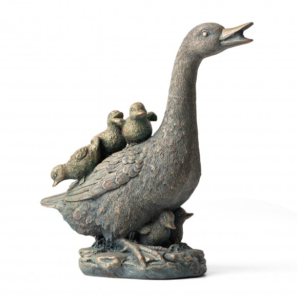 glitzhome Glitzhome 15"H Resin Faux Bronze Duck Garden Statue