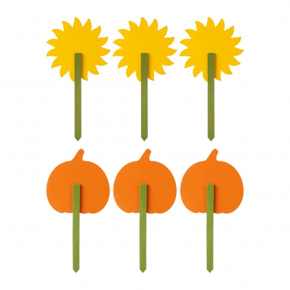 Glitzhome Glitzhome 15"H Set Of 3 Fall Wooden Pumpkin & Sunflower Yard Stake