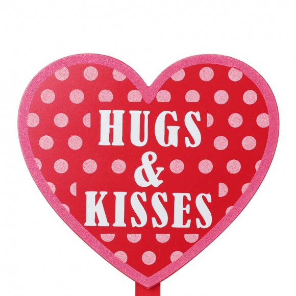 Glitzhome Glitzhome 15"H Set Of 3 Wooden Heart-shaped Yard Stakes