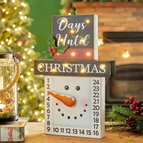 Glitzhome Glitzhome 15"H Wooden Christmas Snowman Countdown Calendar