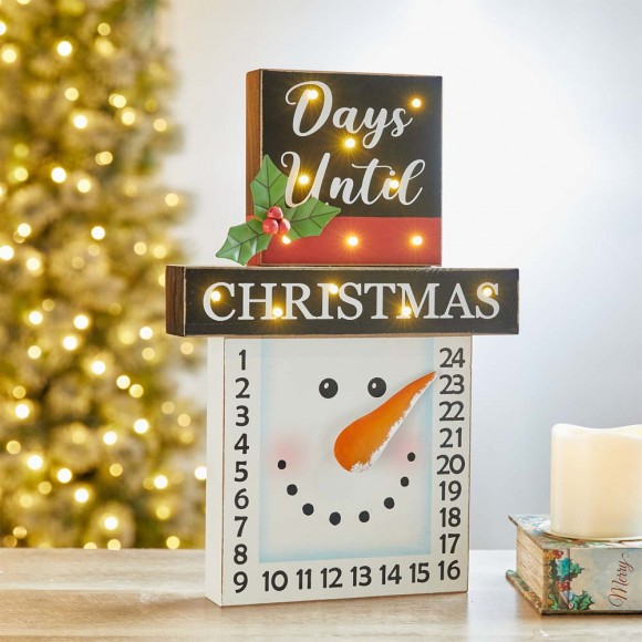 Glitzhome Glitzhome 15"H Wooden Christmas Snowman Countdown Calendar