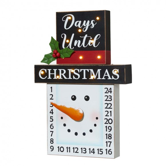 glitzhome Glitzhome 15"H Wooden Christmas Snowman Countdown Calendar