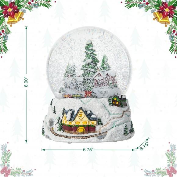 Glitzhome Glitzhome 150mm Christmas Oversized Resin Lighted Musical Snowflakes Village Waterglobe