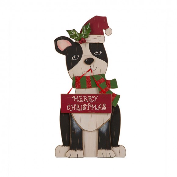 glitzhome Glitzhome 16.00"H Wooden Christmas Dog Figurines Decor