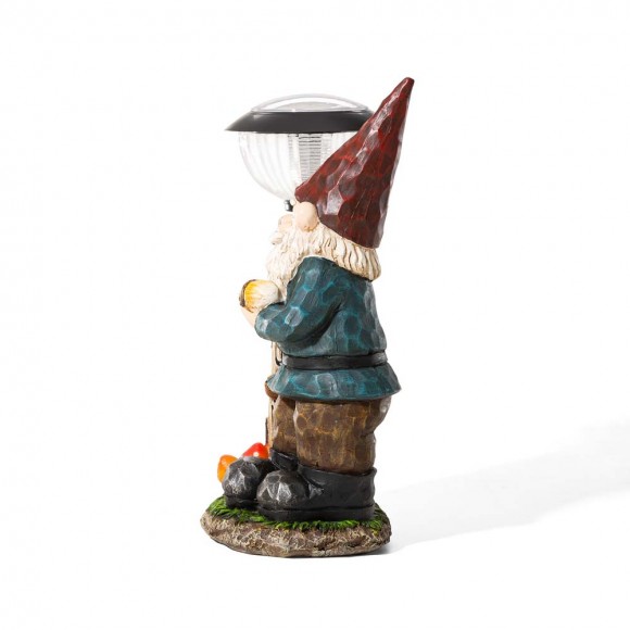 Glitzhome Glitzhome 16.25"H Polyresin Gnome Welcome Garden Statue With Solar Powered Lamp Post