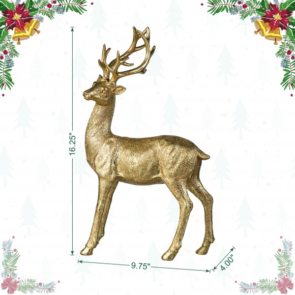 Glitzhome Glitzhome 16.25"H Resin Christmas Standing Reindeer Table Decor