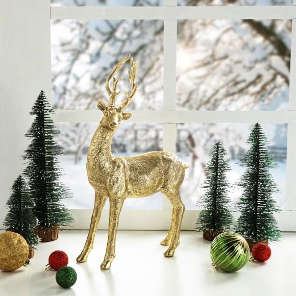 Glitzhome Glitzhome 16.25"H Resin Christmas Standing Reindeer Table Decor