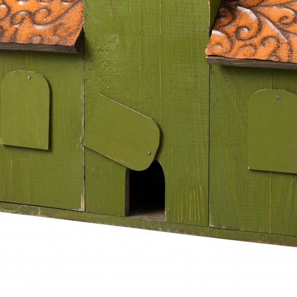 Glitzhome Glitzhome 16.25"L Oversized Washed Green Distressed Solid Wood Villa Decorative Outdoor Garden Birdhouse With Drawer-Shaped Birdfeeder