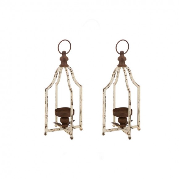 glitzhome Glitzhome 16.5"H Farmhouse Rustic Metal Lantern Set of 2