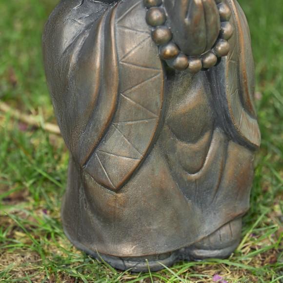 Glitzhome Glitzhome 16.5"H MGO Faux Bronze Little Buddha Monk Garden Staue