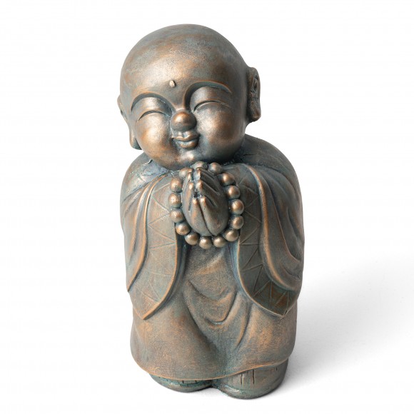 Glitzhome Glitzhome 16.5"H MGO Faux Bronze Little Buddha Monk Garden Staue
