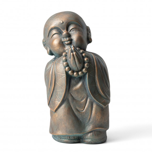 glitzhome Glitzhome 16.5"H MGO Faux Bronze Little Buddha Monk Garden Staue glitzhome Glitzhome 16.5"H MGO Faux Bronze Little Buddha Monk Garden Staue
