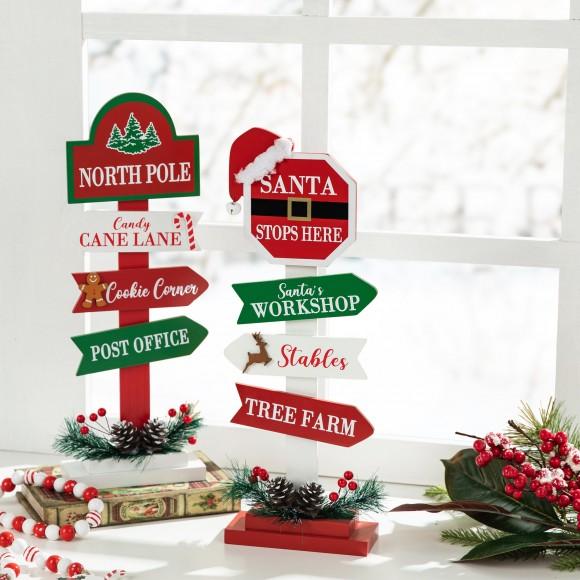 Glitzhome Glitzhome 16.5"H Set Of 2 Christmas Wooden Sign Table Décor