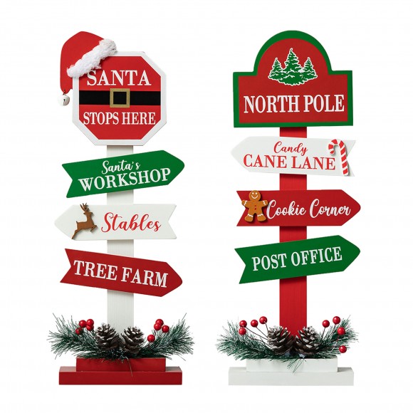 glitzhome Glitzhome 16.5"H Set of 2 Christmas Wooden Sign Table Décor