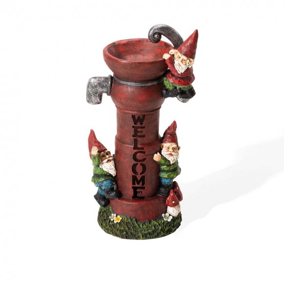 Glitzhome Glitzhome 16.5"H Solar Polyresin Water Pump Gnome Welcome Garden Statue
