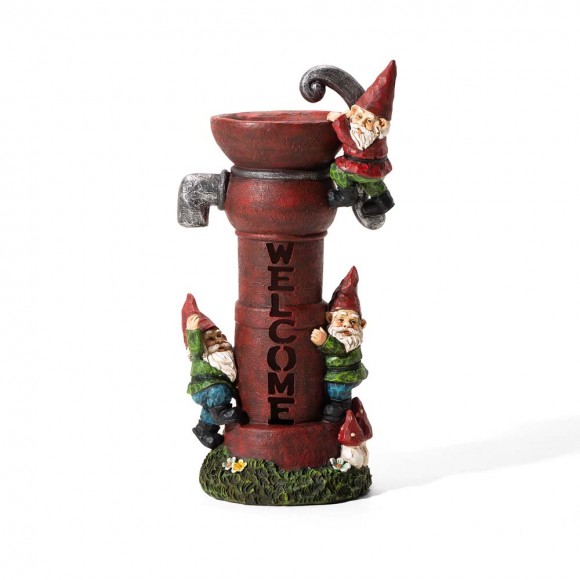 glitzhome Glitzhome 16.5"H Solar Polyresin Water Pump Gnome Welcome Garden Statue