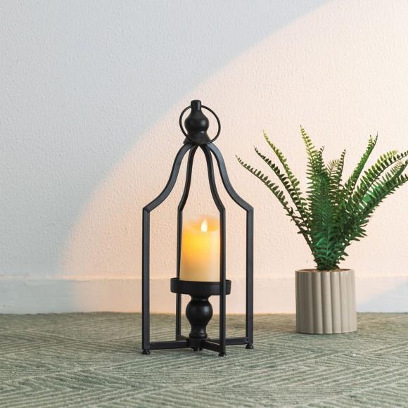 Glitzhome Glitzhome 16.50"H Modern Farmhouse Black Metal Candle Lantern
